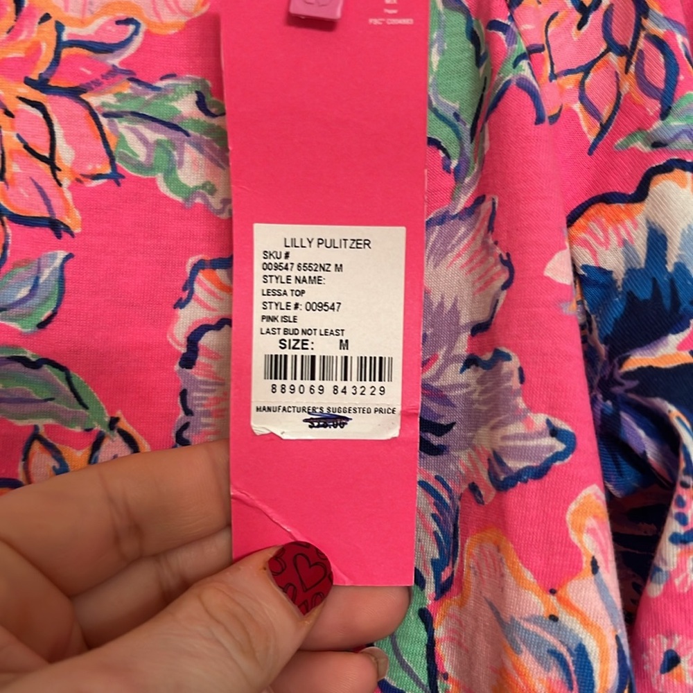 Lilly Pulitzer Lessa Pink Isle Off The Shoulder Top Size M Floral - Picture 5 of 5